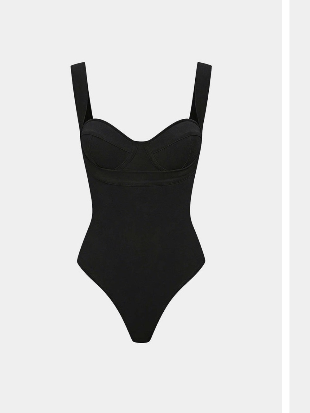 Structured Underwire Black Bodysuit with Wide Straps